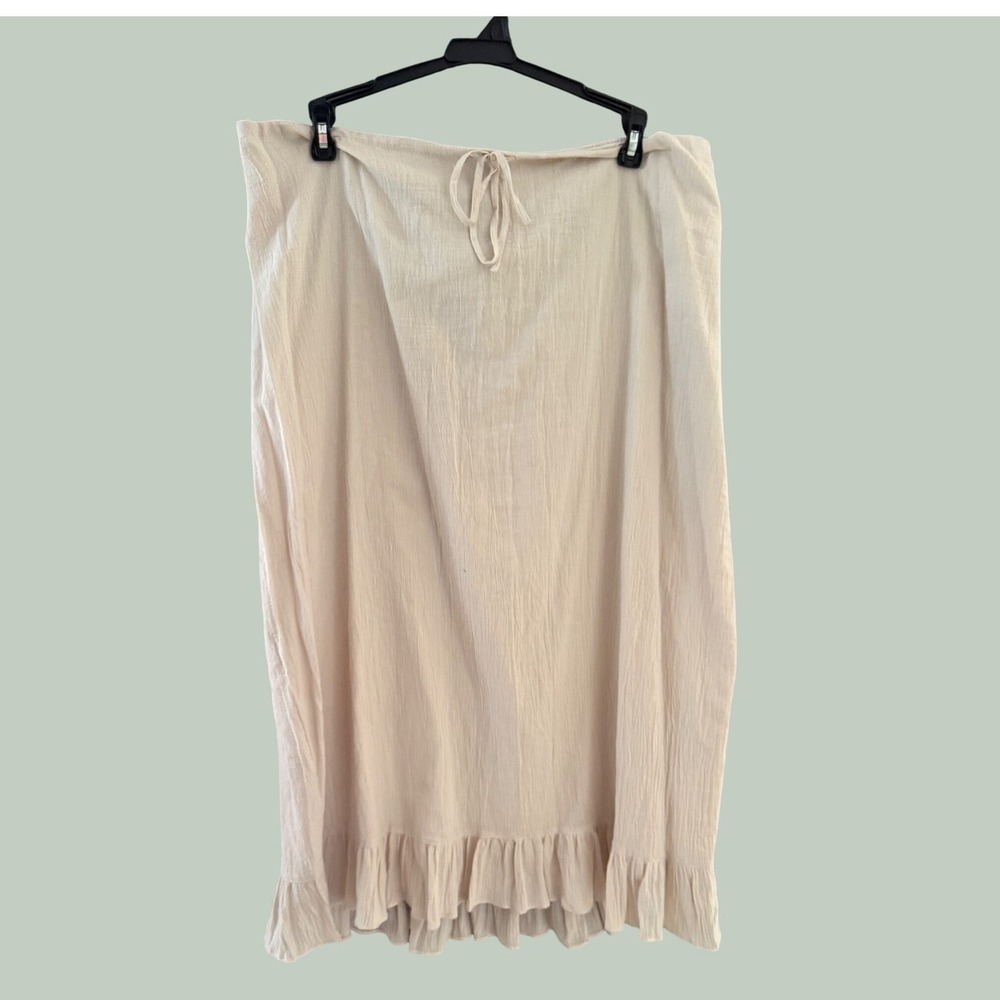 Lane Bryant Venezia Jeans Beige Crinkle Gauze Ruffle Maxi Skirt Plus Size 18/20
